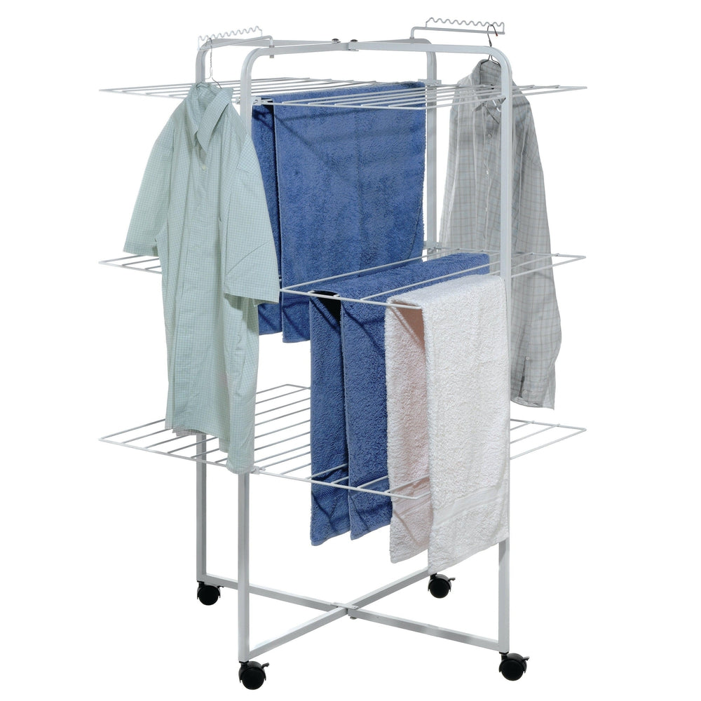 42 Rail Tower Clothes Airer on Wheels White - LAUNDRY - Airers - Soko and Co