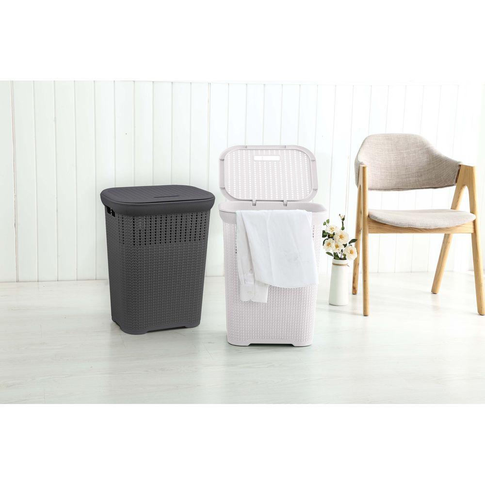 50L Knitted Laundry Hamper Grey - LAUNDRY - Hampers - Soko and Co