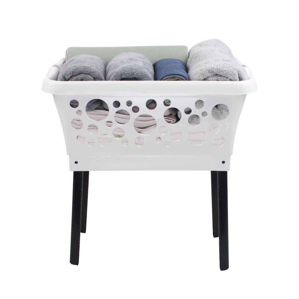 50L Laundry Basket on Legs White - LAUNDRY - Baskets and Trolleys - Soko and Co