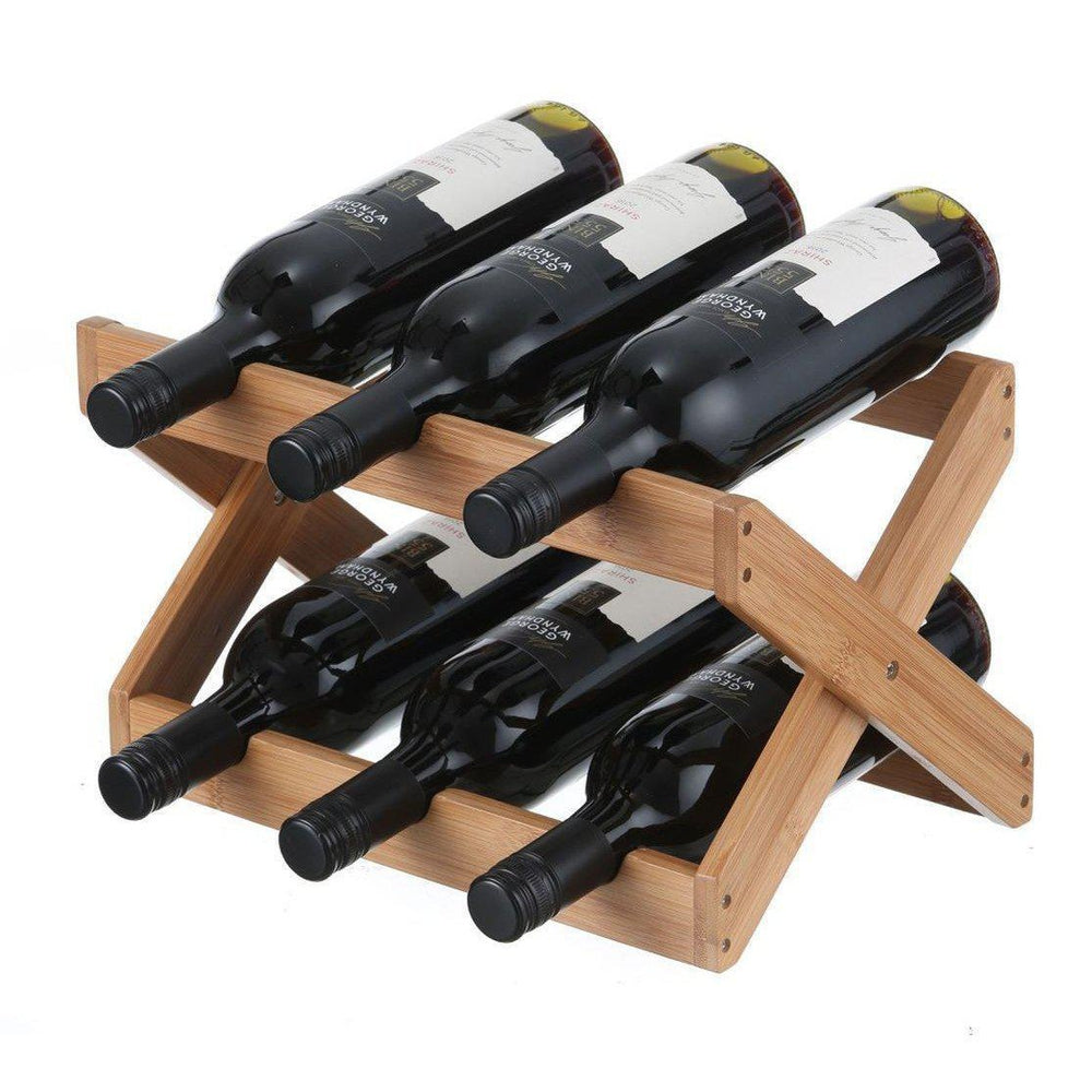 6 Bottle Collapsible Bamboo Wine Rack - WINE - Wine Racks - Soko and Co