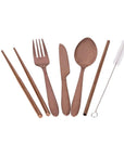 6 Piece Stainless Steel Travel Cutlery Set Rose Gold - KITCHEN - Reusable Cutlery - Soko and Co
