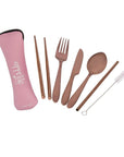 6 Piece Stainless Steel Travel Cutlery Set Rose Gold - KITCHEN - Reusable Cutlery - Soko and Co