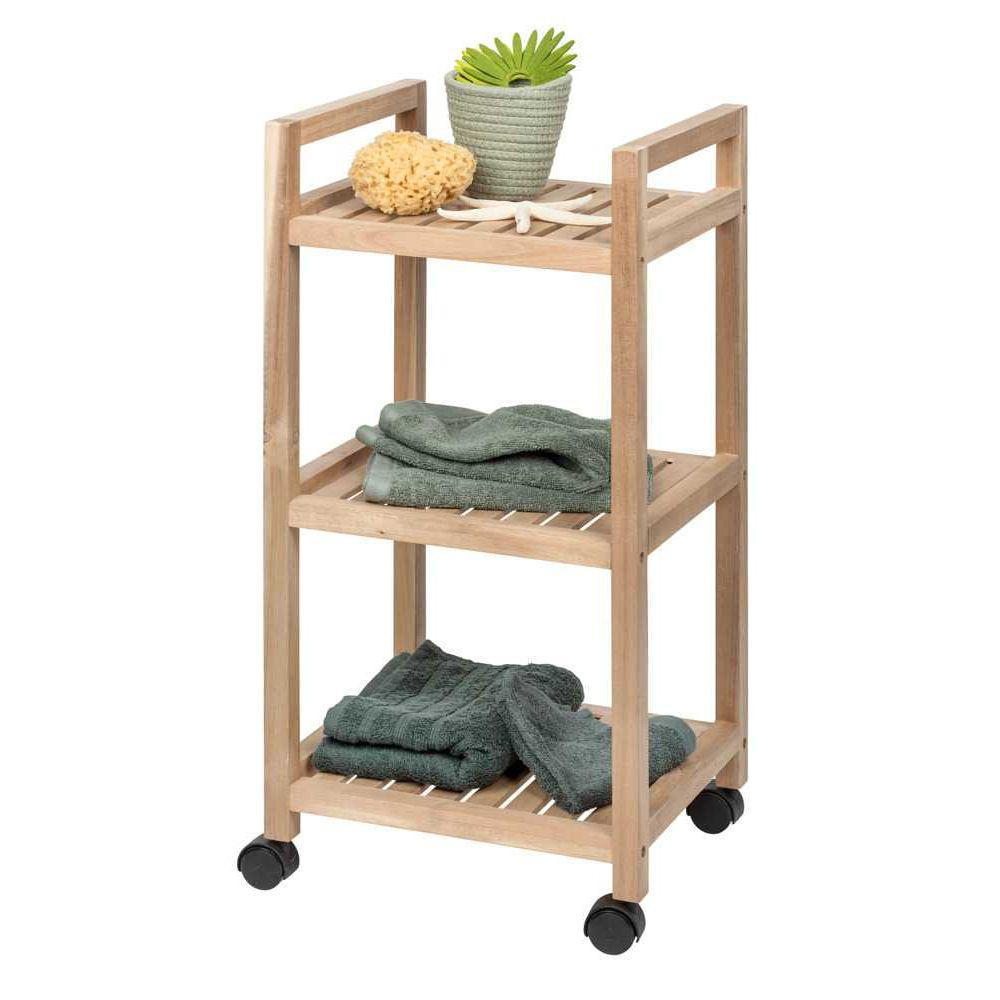 Acina 3 Tier Acacia Wood Storage Trolley - HOME STORAGE - Storage Trolleys - Soko and Co