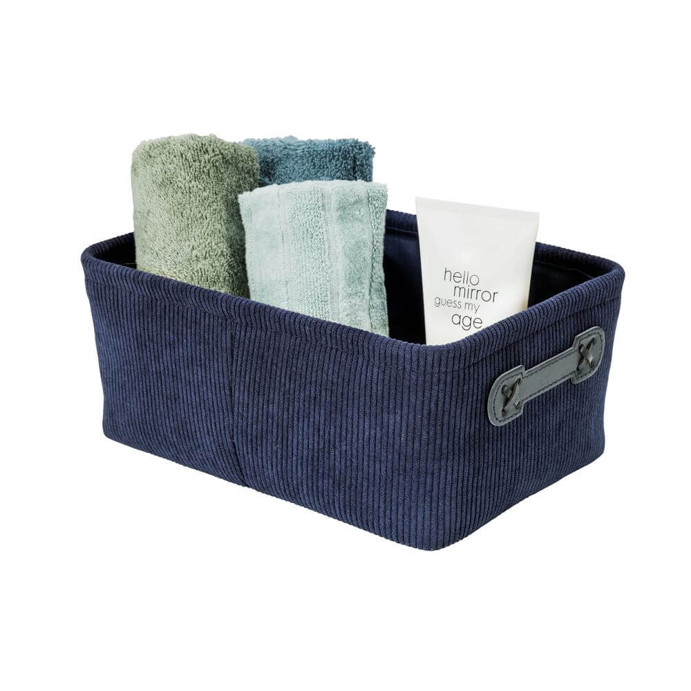 Anela Rectangular Corduroy Storage Basket Deep Blue - HOME STORAGE - Baskets and Totes - Soko and Co