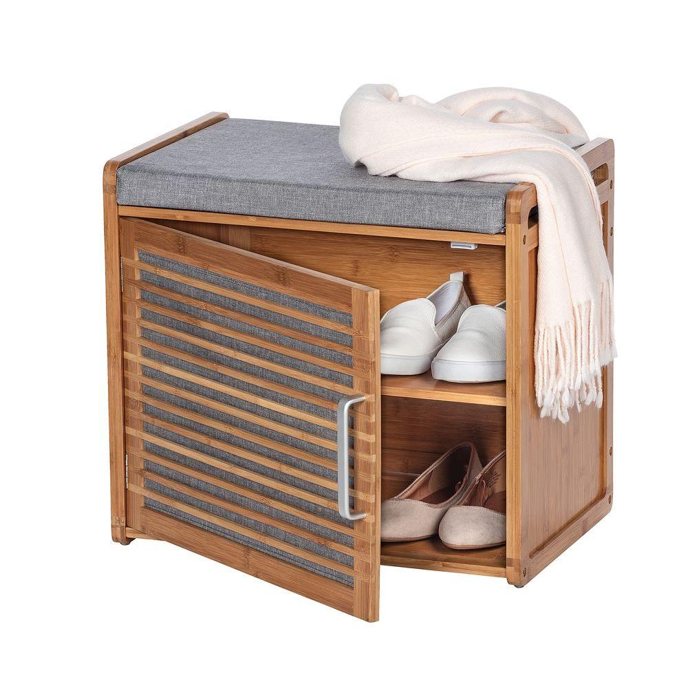 Bahari Bamboo Shoe Cabinet with Cushioned Seat - WARDROBE - Shoe Storage - Soko and Co