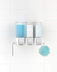 Clever Triple Shower Soap Dispenser White - BATHROOM - Soap Dispensers and Trays - Soko and Co