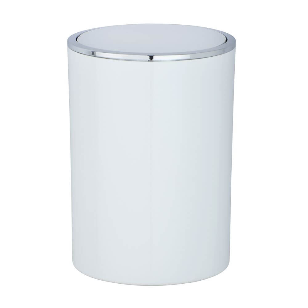 Inca 5L Rubbish Bin White & Chrome - BATHROOM - Bins - Soko and Co