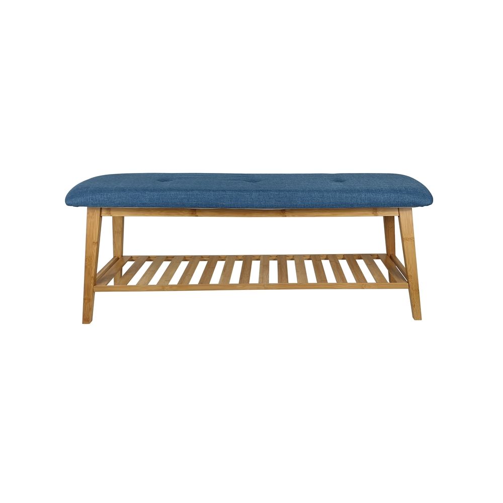Large Bamboo Shoe Bench Blue - WARDROBE - Shoe Storage - Soko and Co