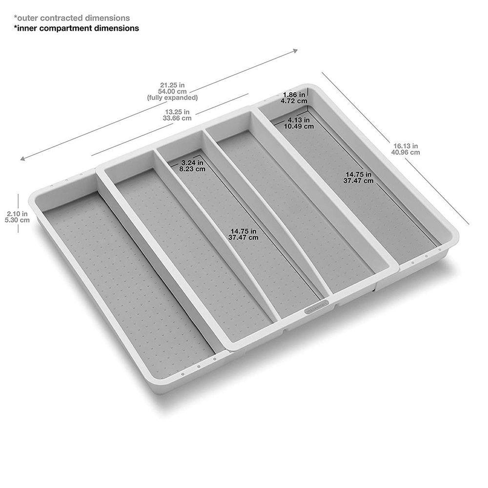 Madesmart 5 Compartment Expandable Grip Base Utensil Tray White - KITCHEN - Cutlery Trays - Soko and Co