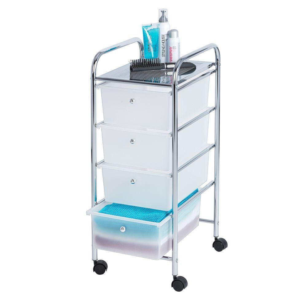 Messina 4 Drawer Storage Trolley Chrome - HOME STORAGE - Storage Trolleys - Soko and Co