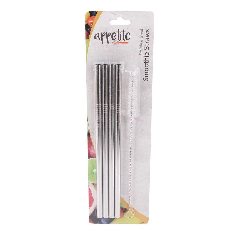 Metal Smoothie Straws &amp; Cleaning Brush 4 Pack - KITCHEN - Reusable Cutlery - Soko and Co