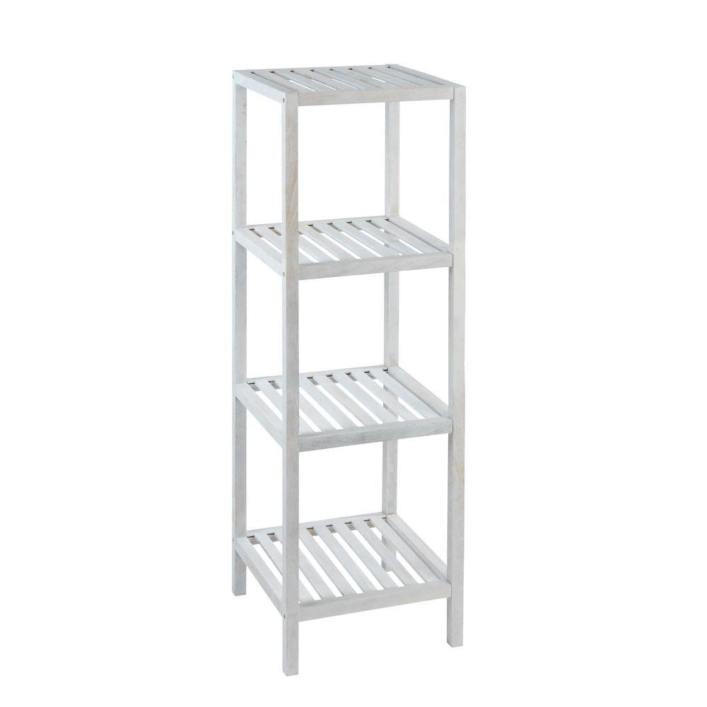 Norway 4 Tier Shelving Unit White Wash - HOME STORAGE - Shelves and Cabinets - Soko and Co