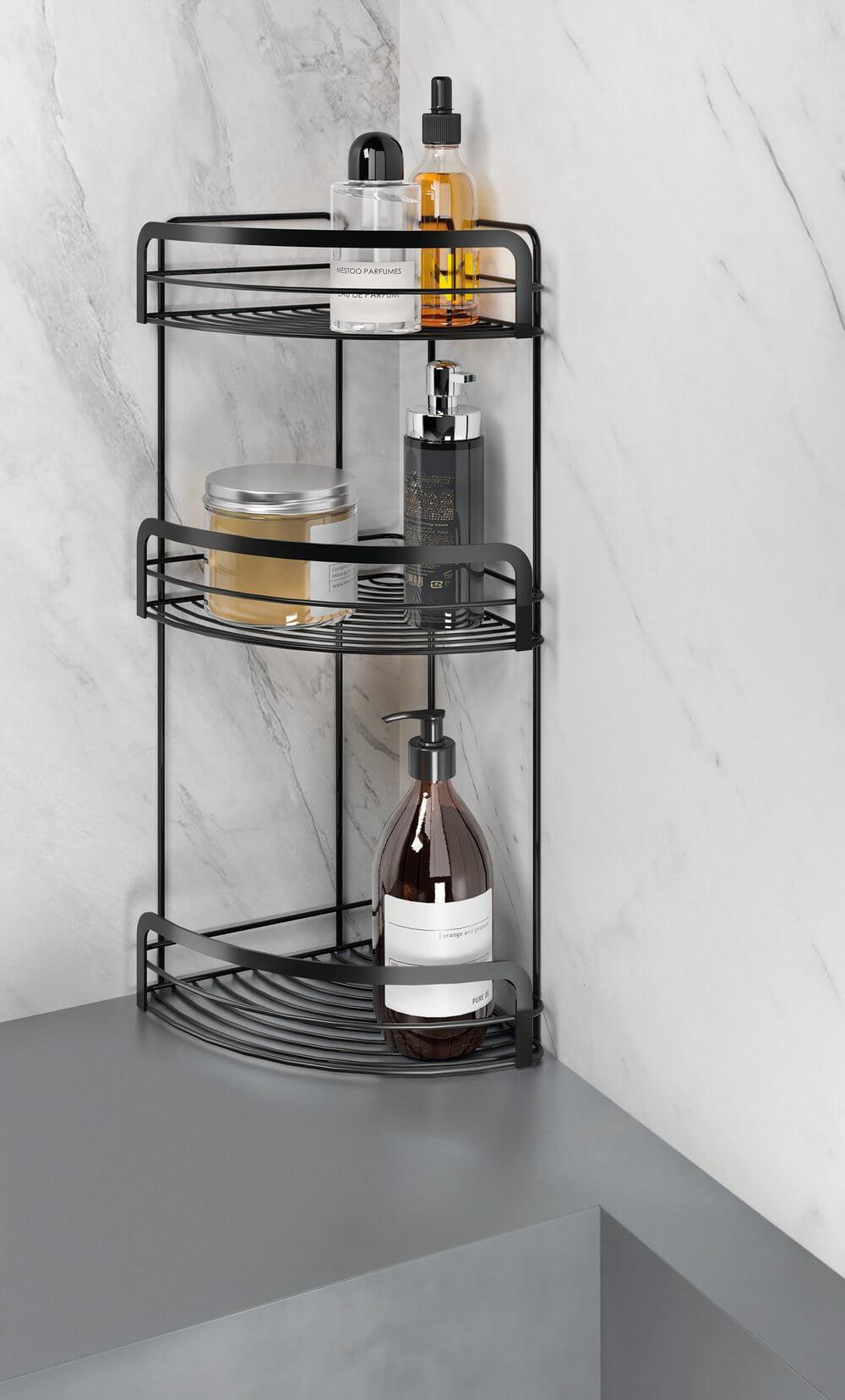 Origin 3 Tier Corner Shower Caddy & Shelf Matte Black - BATHROOM - Shower Caddies - Soko and Co