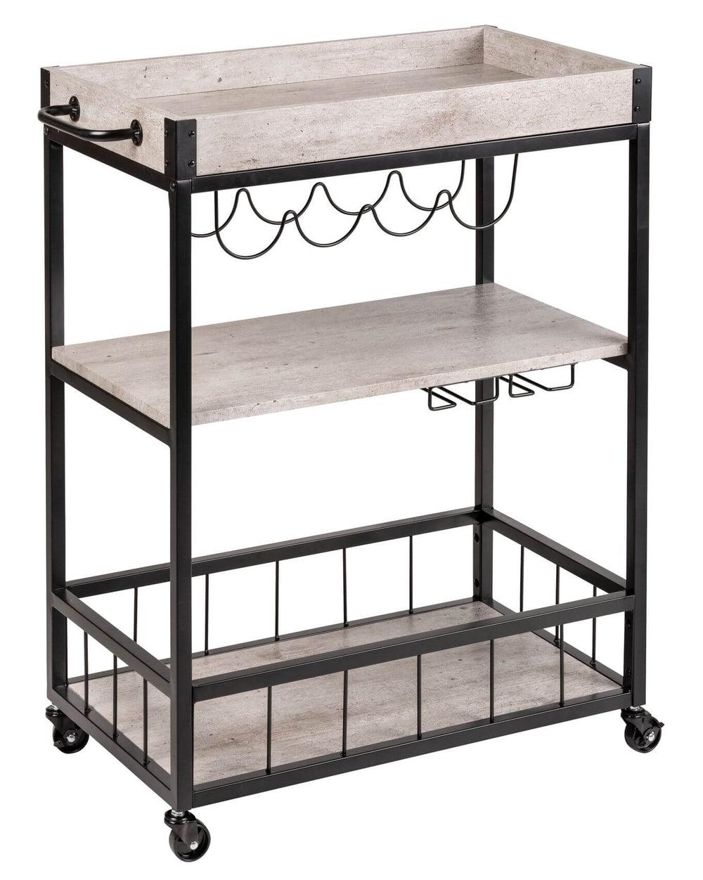 Rustico 3 Tier Kitchen Trolley Black - HOME STORAGE - Storage Trolleys - Soko and Co