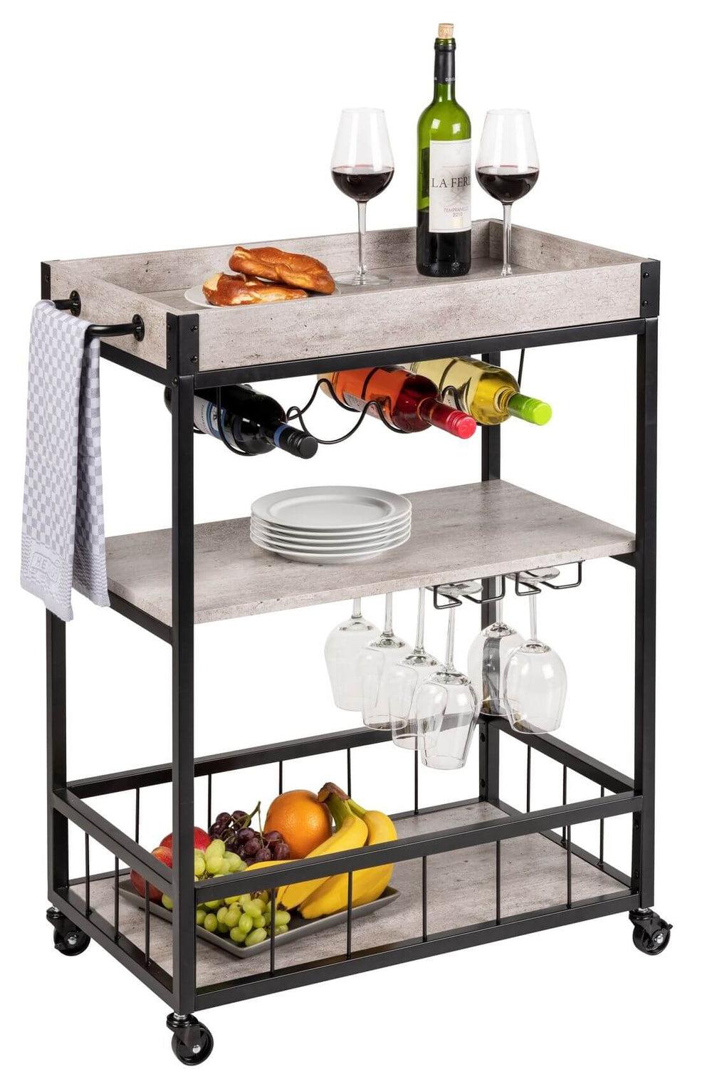 Rustico 3 Tier Kitchen Trolley Black | Soko & Co