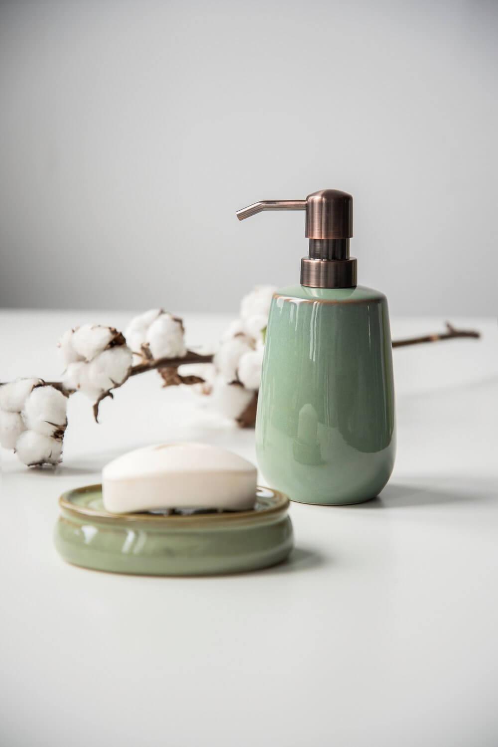 Sirmione Ceramic Toothbrush Tumbler Reactive Green - BATHROOM - Toothbrush Holders - Soko and Co