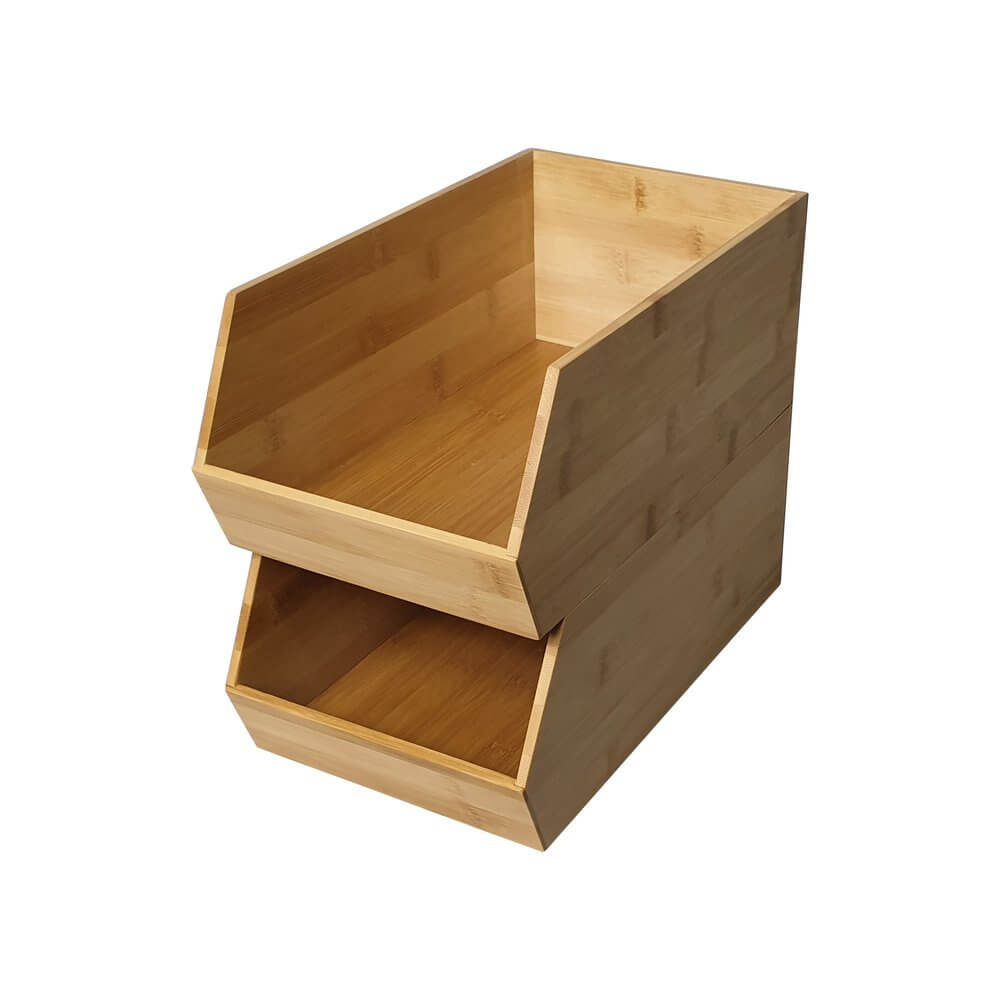 Stackable Open Front Bamboo Storage Basket - KITCHEN - Fridge and Produce - Soko and Co