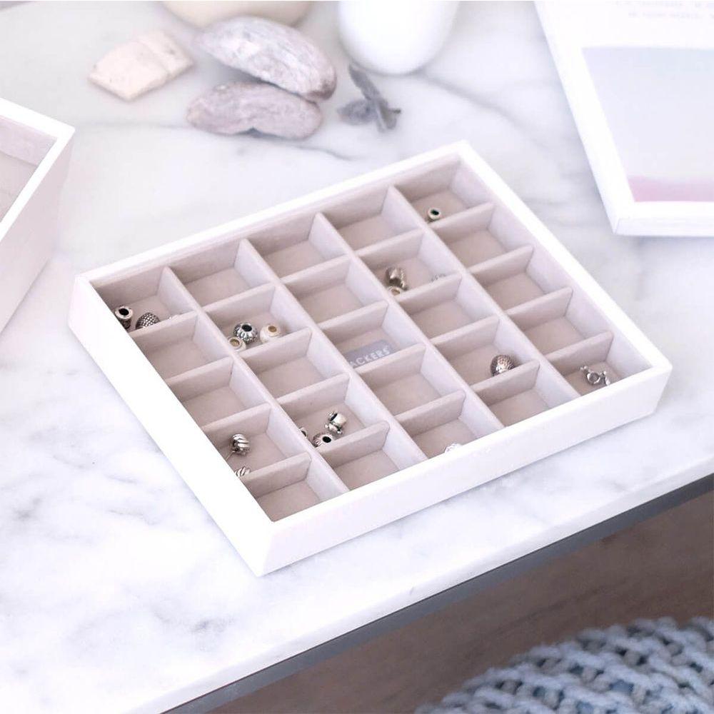 Stackers Classic 25 Compartment Jewellery Tray White - WARDROBE - Jewellery Storage - Soko and Co