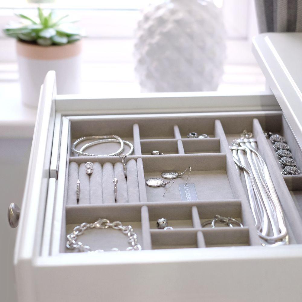 Stackers Medium Expanding Jewellery Drawer Organiser White - WARDROBE - Jewellery Storage - Soko and Co