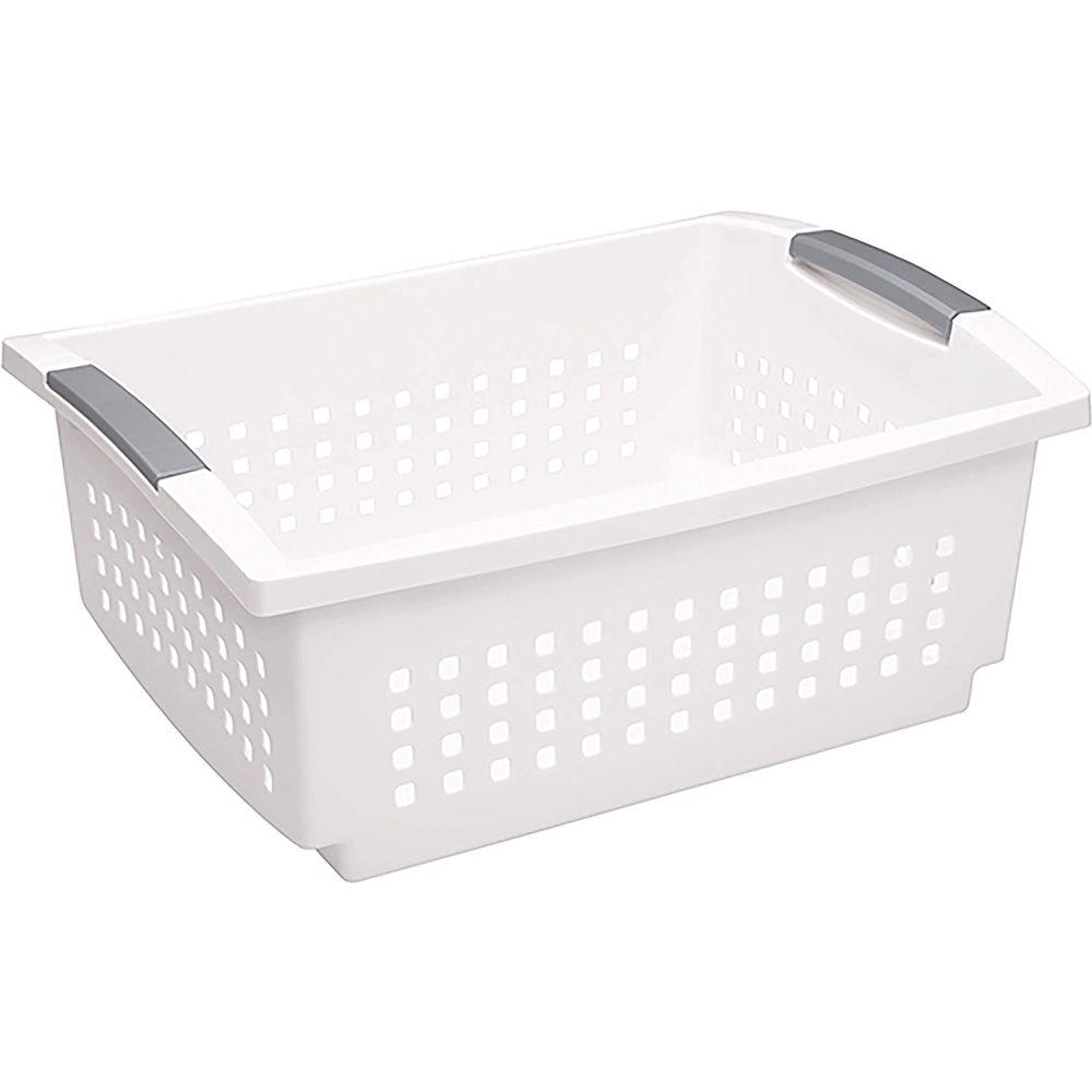 Sterilite Large Stackable Storage Basket White - LAUNDRY - Baskets and Trolleys - Soko and Co