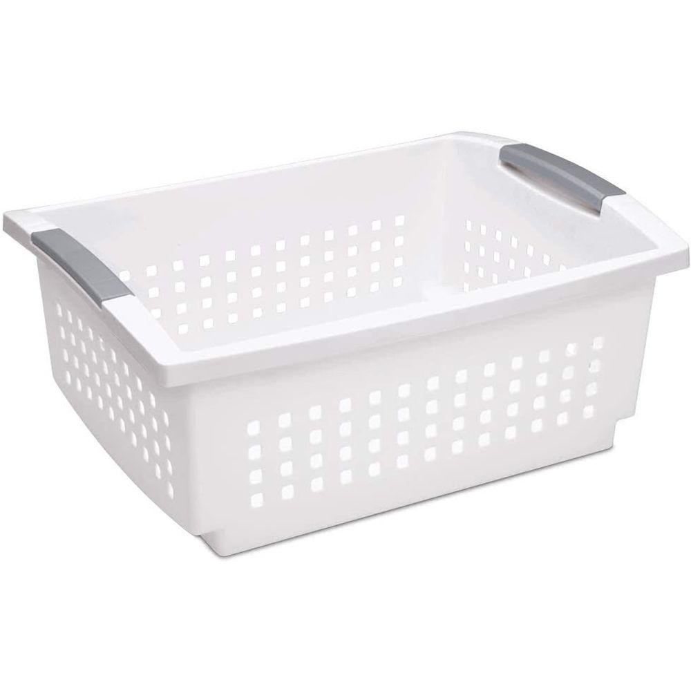 Sterilite Large Stackable Storage Basket White - LAUNDRY - Baskets and Trolleys - Soko and Co