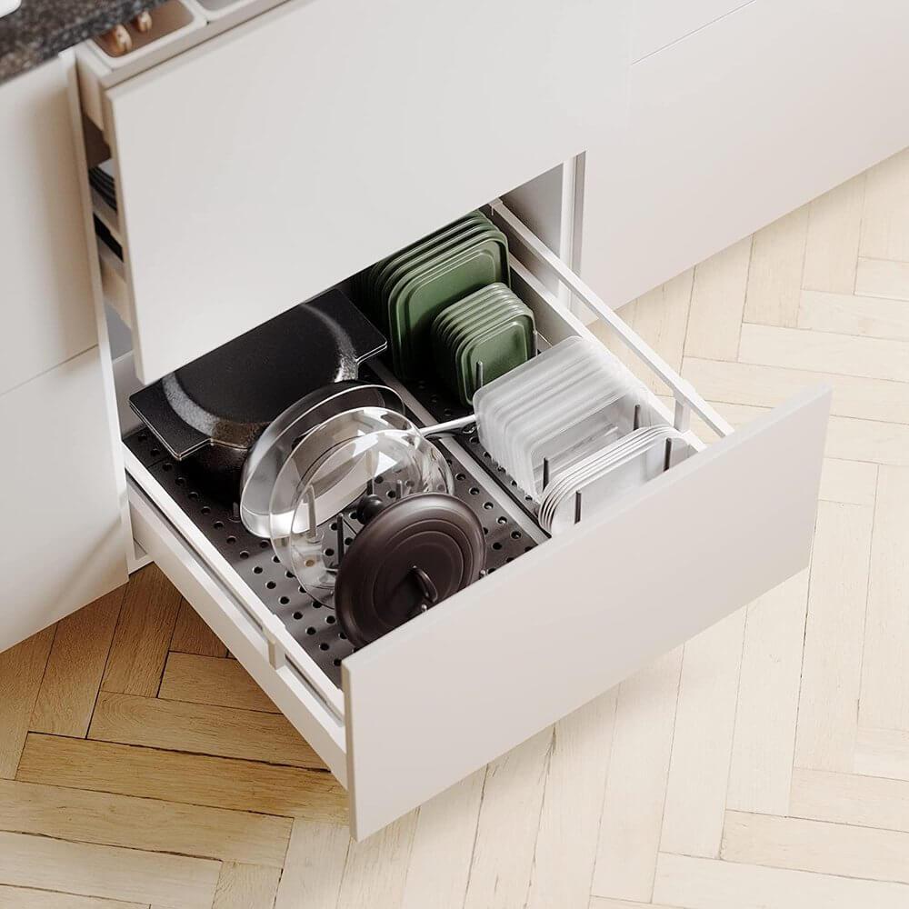 Umbra Peggy Pot & Lid Drawer Organiser 2 Pack Charcoal - KITCHEN - Cutlery Trays - Soko and Co