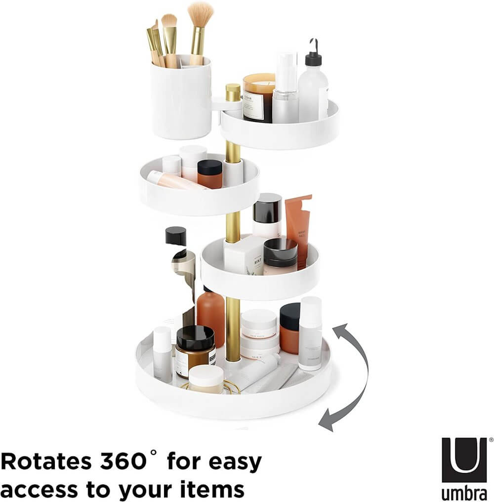 Umbra Pirouette Rotating Makeup Organiser White - BATHROOM - Makeup Storage - Soko and Co