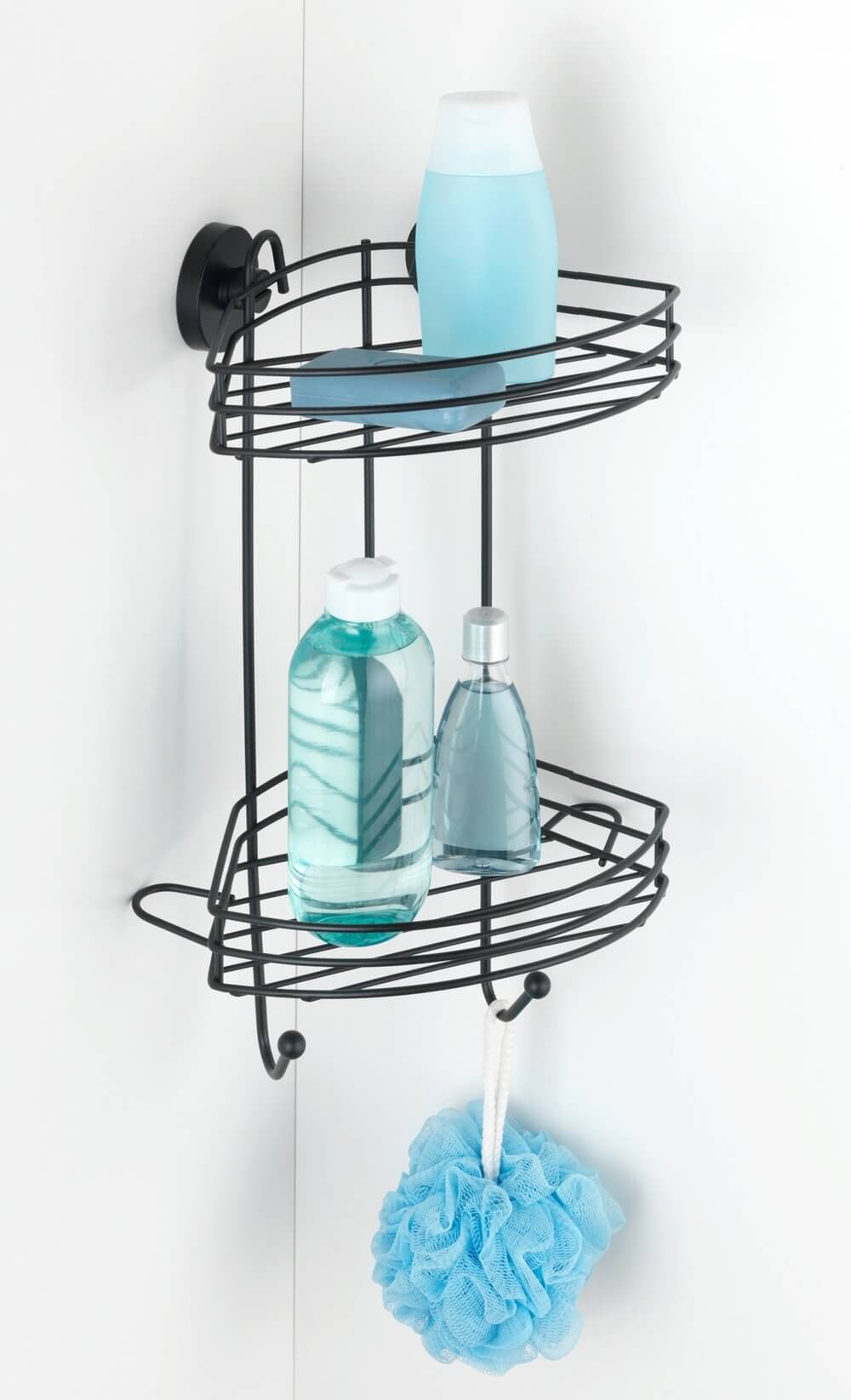 Vac Lock 2 Tier Suction Corner Shower Shelf Matte Black - BATHROOM - Suction - Soko and Co