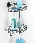Vac Lock 2 Tier Suction Corner Shower Shelf Matte Black - BATHROOM - Suction - Soko and Co