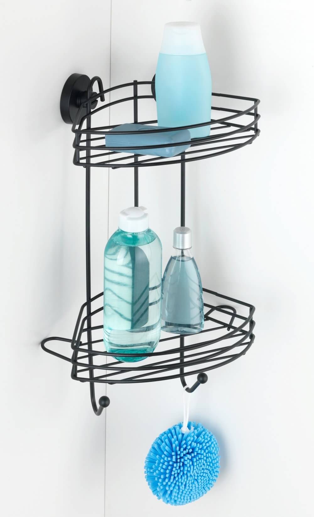 Vac Lock 2 Tier Suction Corner Shower Shelf Matte Black - BATHROOM - Suction - Soko and Co