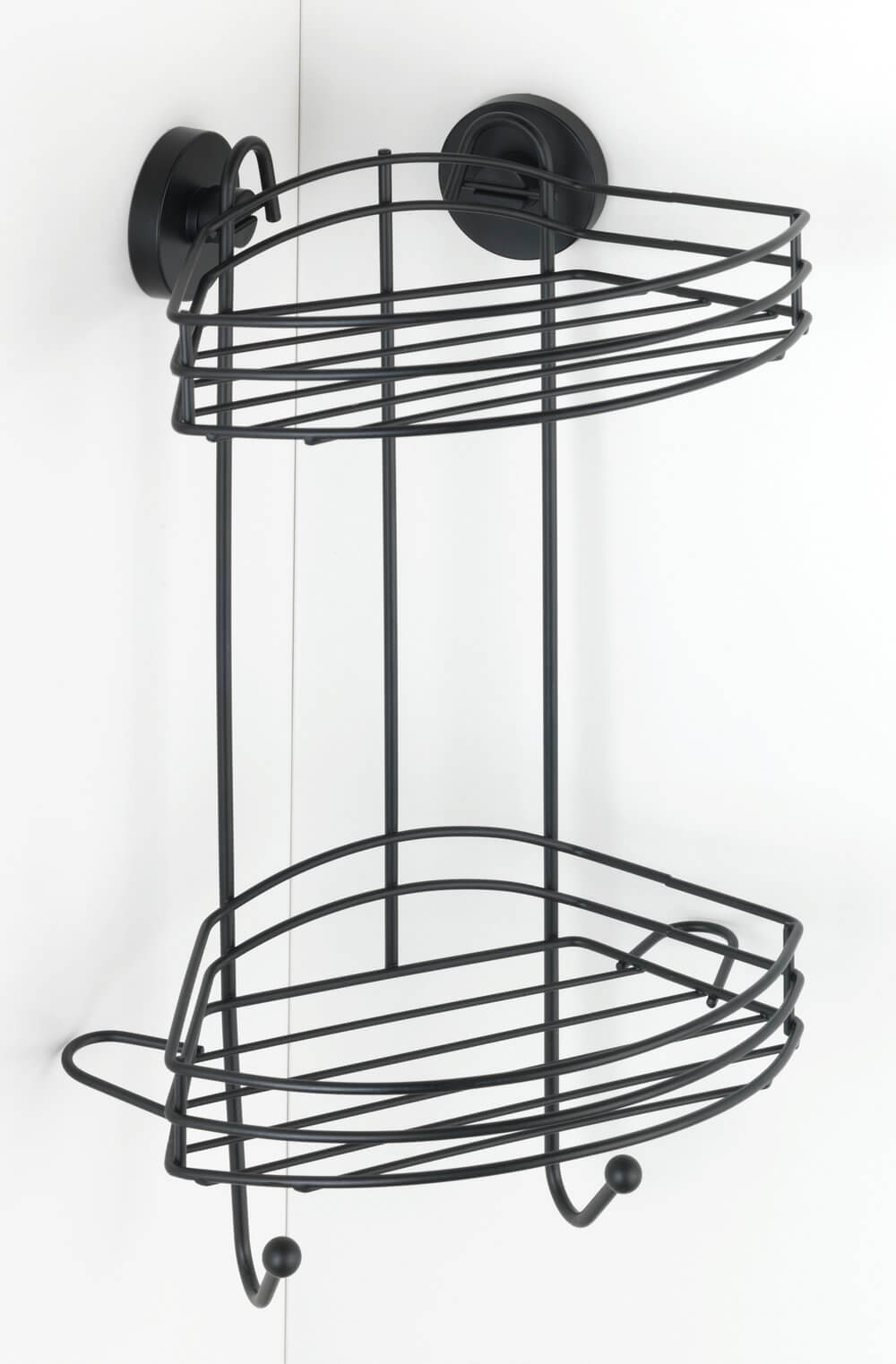 Vac Lock 2 Tier Suction Corner Shower Shelf Matte Black - BATHROOM - Suction - Soko and Co