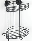 Vac Lock 2 Tier Suction Corner Shower Shelf Matte Black - BATHROOM - Suction - Soko and Co