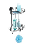 Vac Lock 2 Tier Suction Corner Shower Shelf Matte Black - BATHROOM - Suction - Soko and Co
