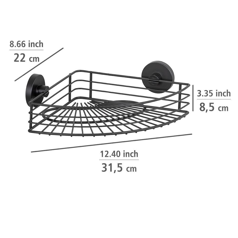 Vac Lock Suction Corner Shower Shelf Matte Black - BATHROOM - Suction - Soko and Co
