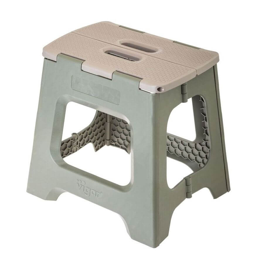 Vigar 32cm Compact Folding Step Stool Ecological Olive - LAUNDRY - Ladders - Soko and Co