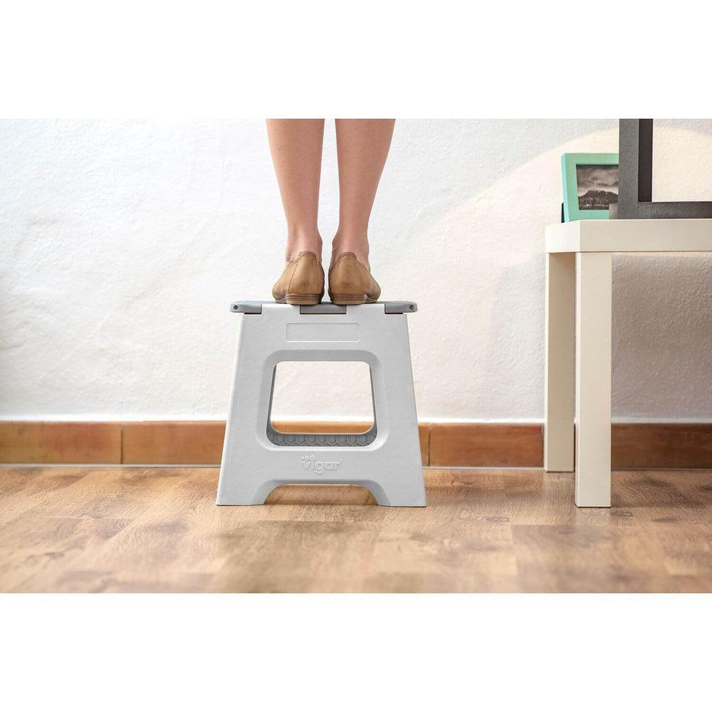 Vigar 32cm Compact Folding Step Stool Grey - LAUNDRY - Ladders - Soko and Co
