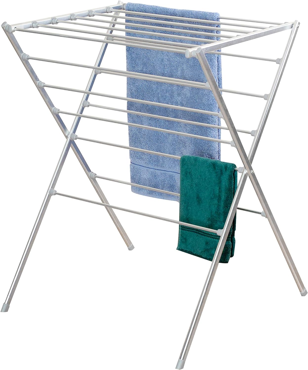 12 Rail X-Frame Collapsible Clothes Airer Silver - LAUNDRY - Airers - Soko and Co