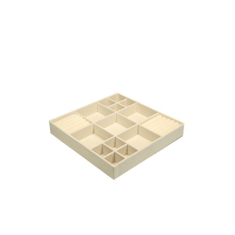15 Compartment Velvet Jewellery Tray White - WARDROBE - Jewellery Storage - Soko and Co