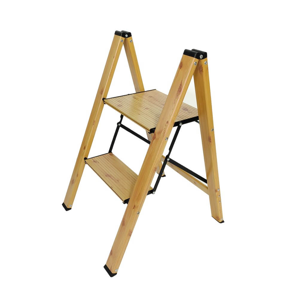 2 Step Aluminium Wood Grain Step Ladder - LAUNDRY - Ladders - Soko and Co