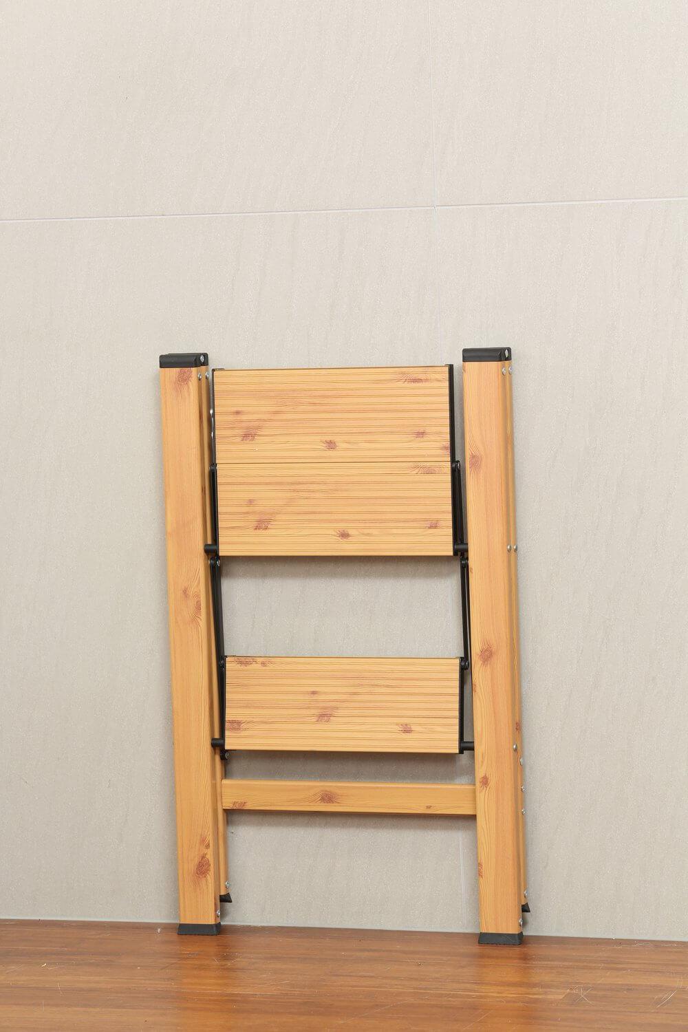 2 Step Aluminium Wood Grain Step Ladder - LAUNDRY - Ladders - Soko and Co