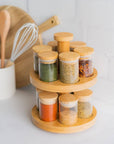 2 Tier Rotating Bamboo Spice Rack - KITCHEN - Spice Racks - Soko and Co