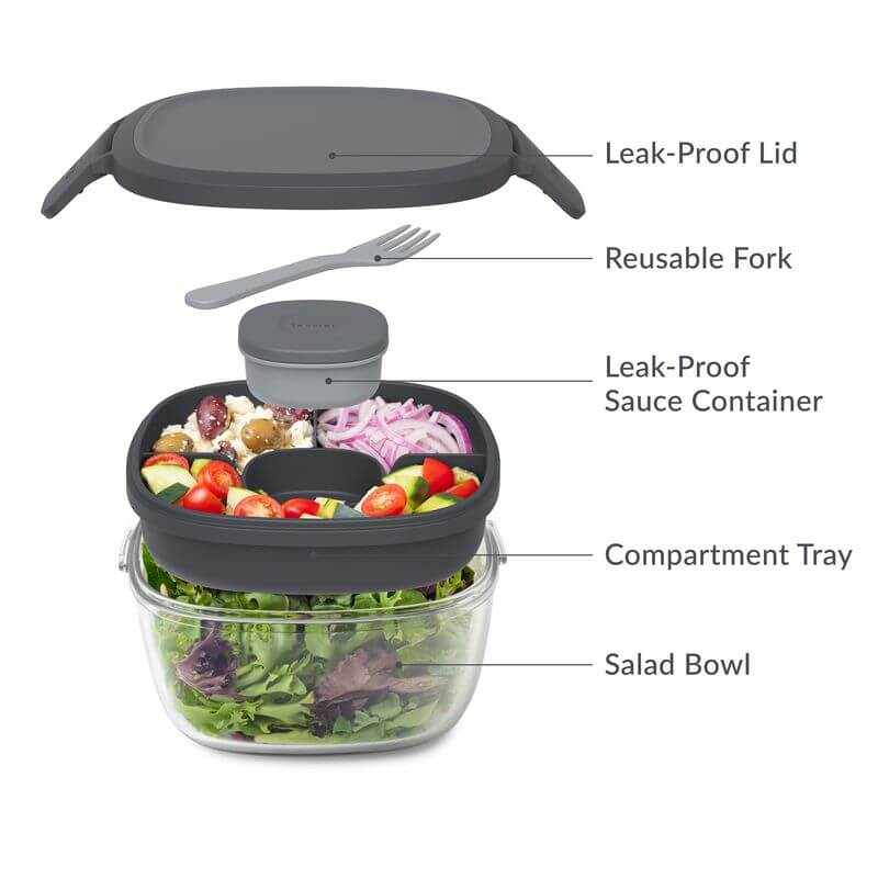 3 Compartment Lunch Box Dark Grey | Soko & Co