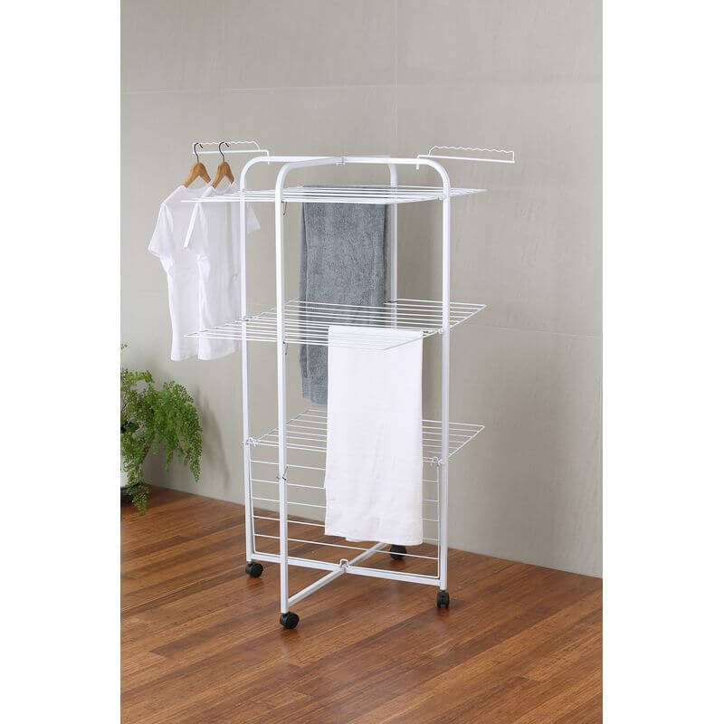 42 Rail Tower Clothes Airer on Wheels White - LAUNDRY - Airers - Soko and Co