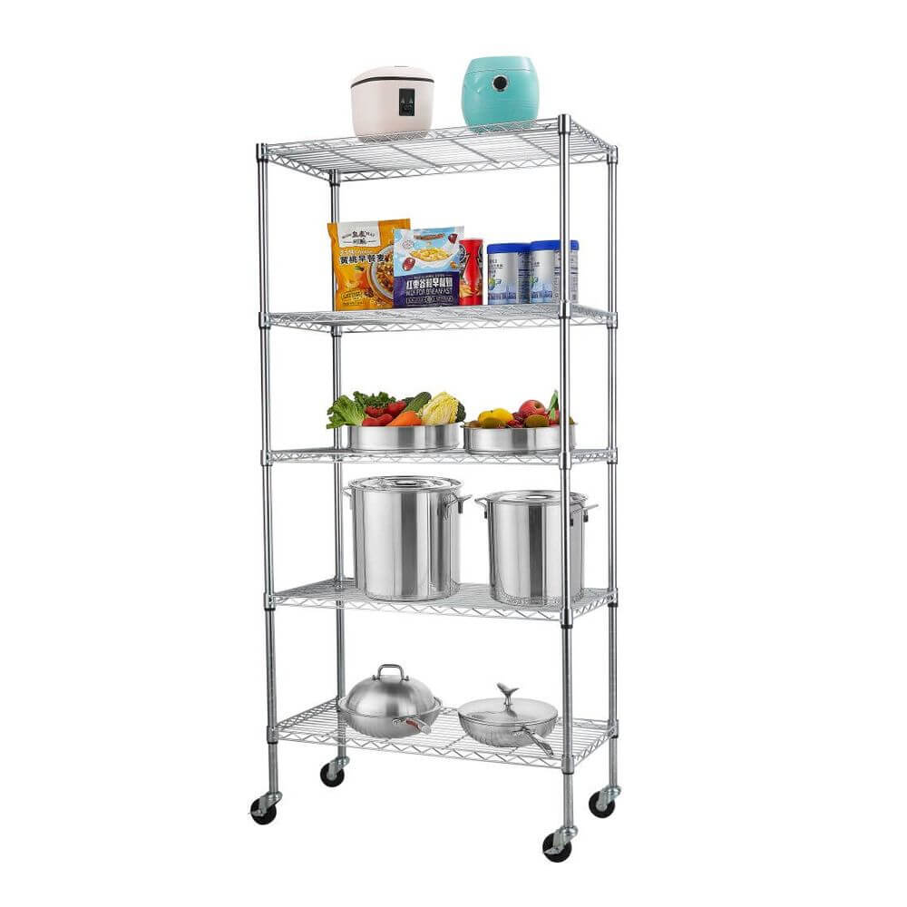 5 Tier Adjustable Heavy Duty Shelving Unit Chrome - HOME STORAGE - Shelves and Cabinets - Soko and Co