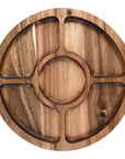 Acacia Wood 5 Compartment Round Grazing Platter With Lid