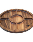 Acacia Wood 5 Compartment Round Grazing Platter With Lid