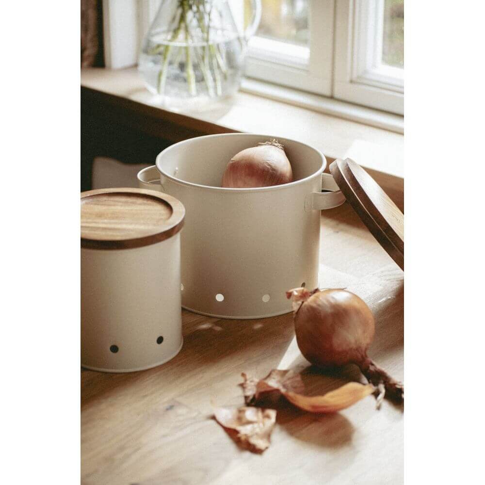 Aria Rustic Vegetable Storage Container Metal and Acacia - KITCHEN - Food Containers - Soko and Co