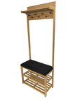 Bamboo Hall Stand with Charcoal Seat - WARDROBE - Shoe Storage - Soko and Co