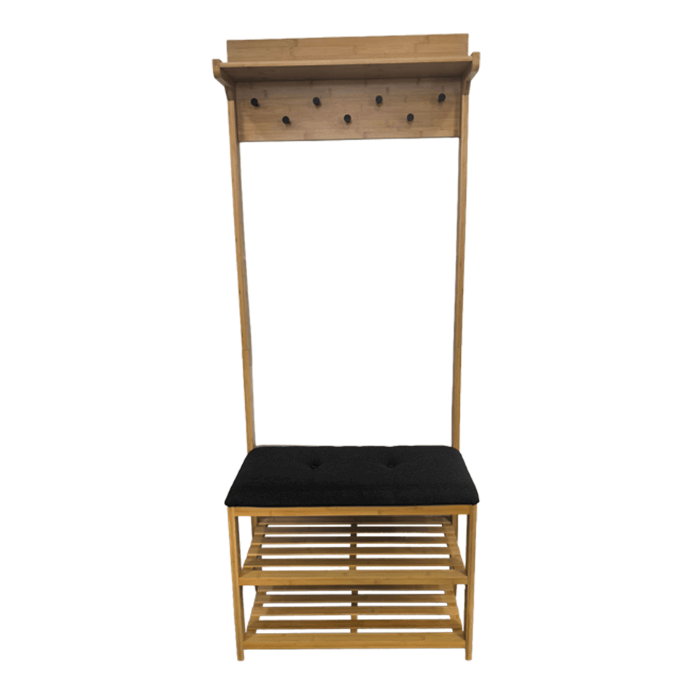 Bamboo Hall Stand with Charcoal Seat - WARDROBE - Shoe Storage - Soko and Co