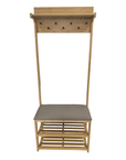 Bamboo Hall Stand with Grey Seat - WARDROBE - Shoe Storage - Soko and Co